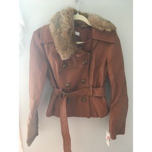 New York & Company faux leather/ fur jacket